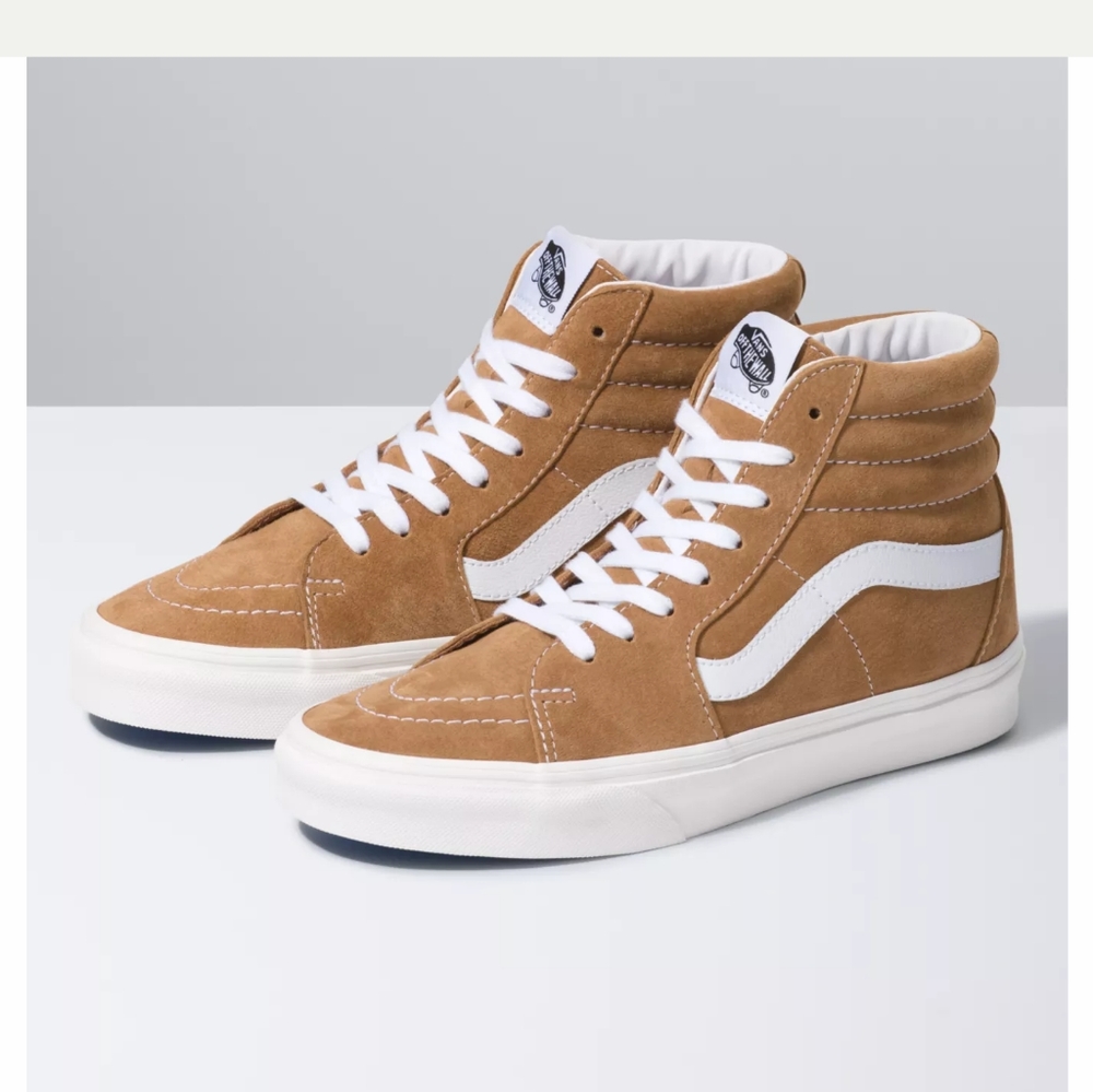 Vans pig suede tan high top sneakers